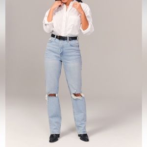 Abercrombie & Fitch Curve Love 90s Ultra High Rise Straight Jeans